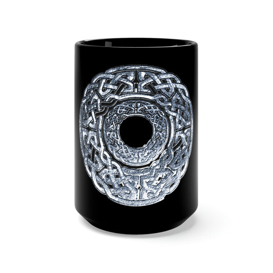 Silver Celtic Knot Circle Black Mug 15oz