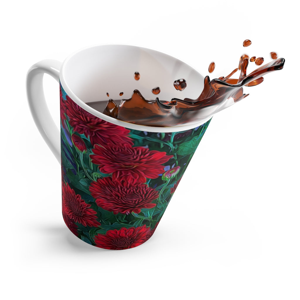 Red Mums Latte mug