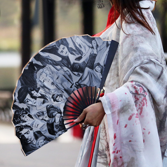 Silents Double-side Custom Spun Silk Fan Retro Hand-held Folding Fan