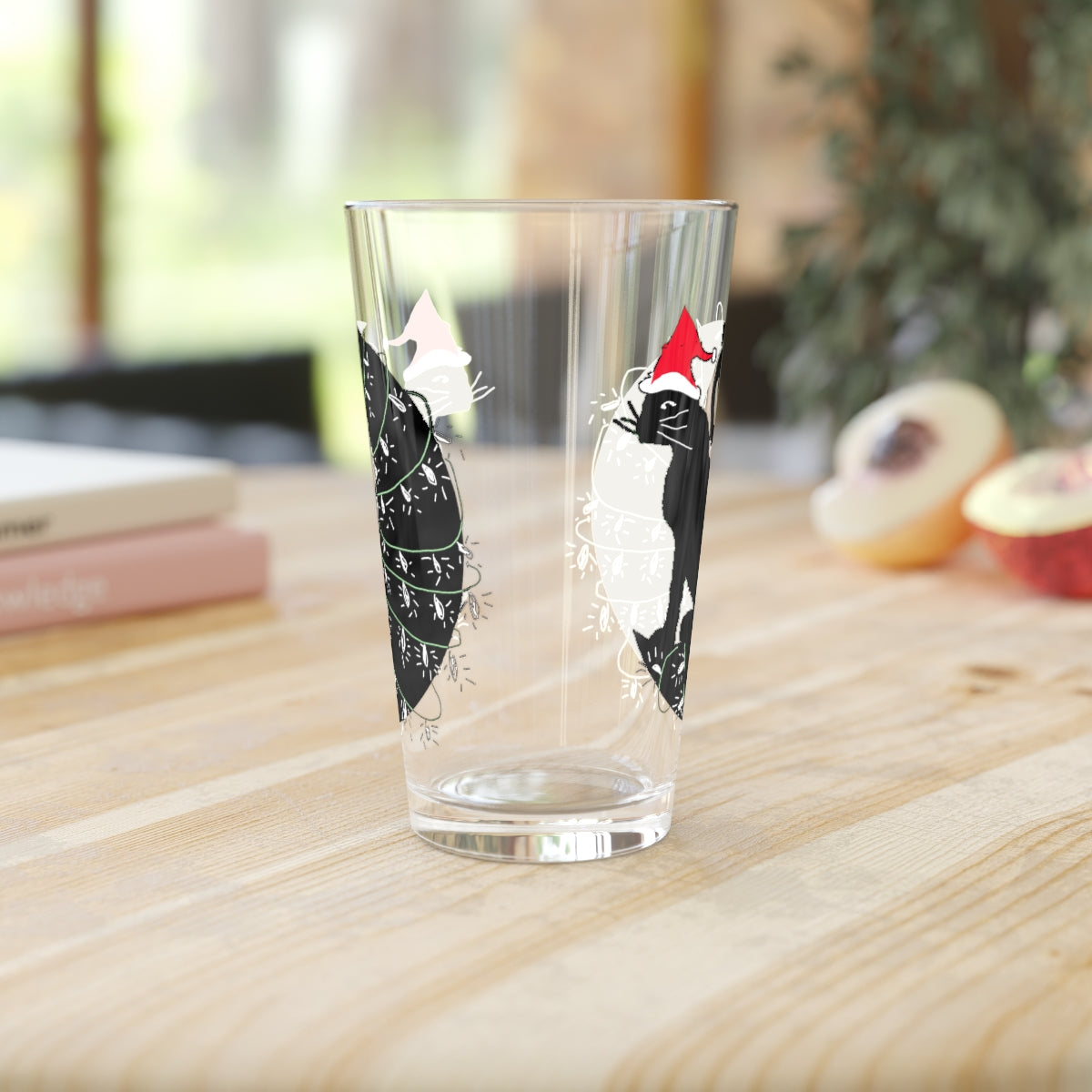 Christmas Cat On The Moon Pint Glass, 16oz