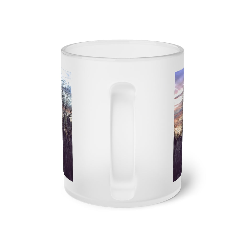 Fall Sunset In a Grassy Field Frosted Glass Mug