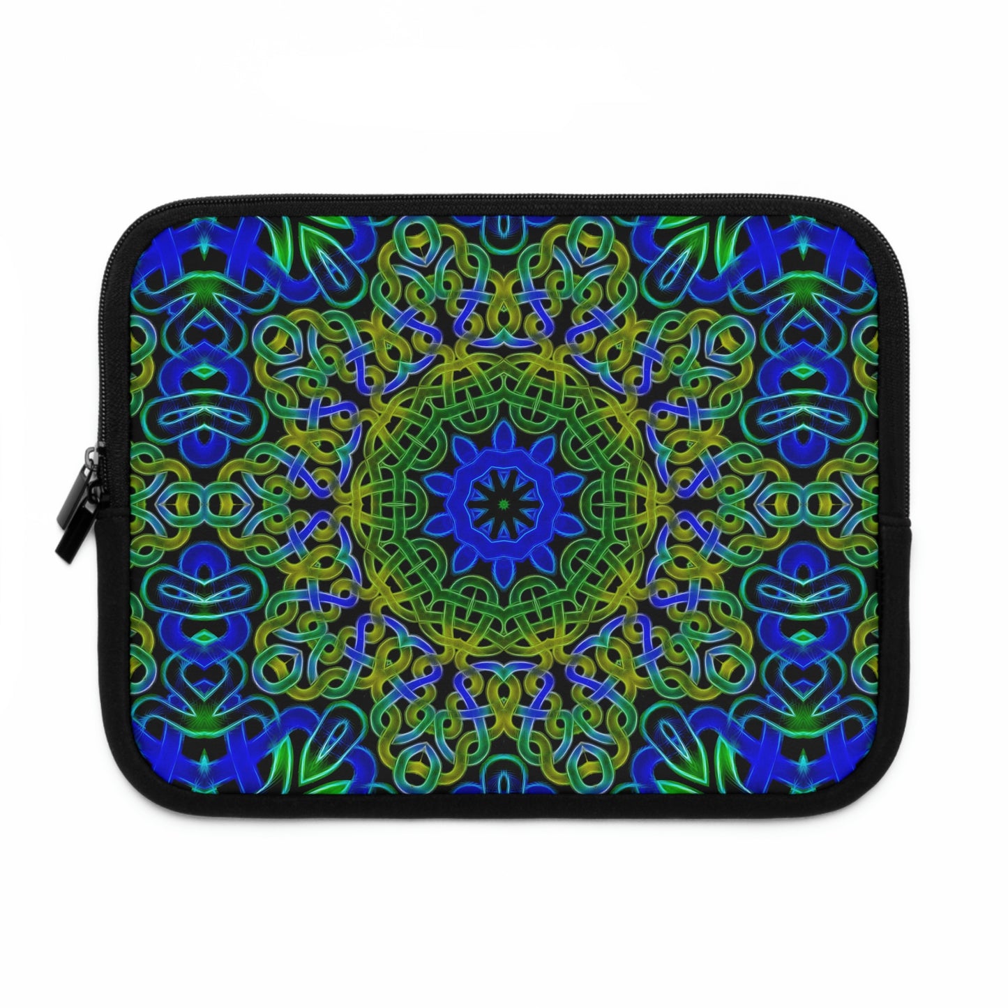 Blue Green Celtic Knot Pattern Laptop Sleeve