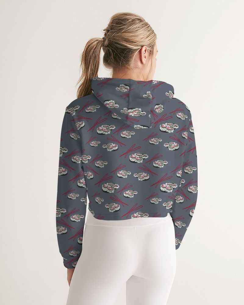 Sushi Pattern Women's Cropped Hoodie
