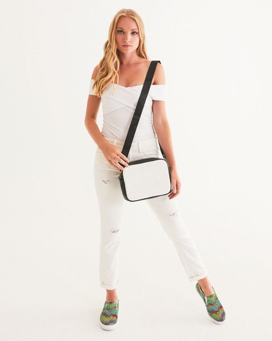 Cool Green Marbled Women's Slip-On Canvas Shoe