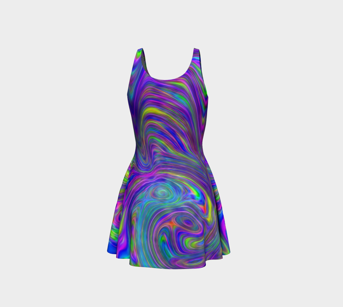 Abstract In Blue Flare Dress