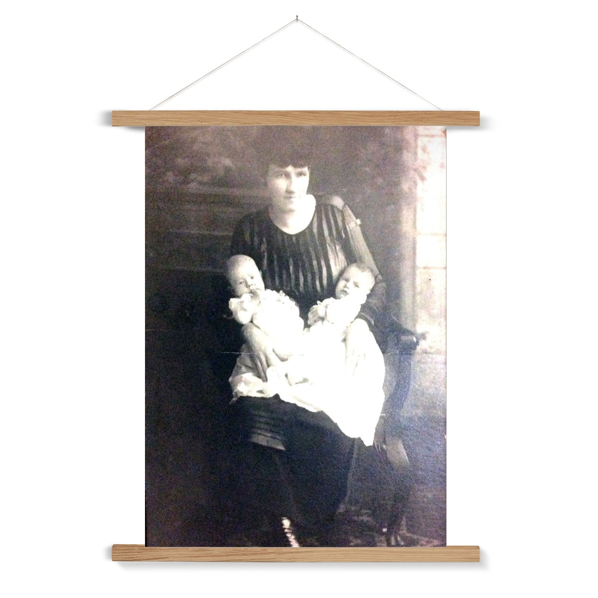 Early 1900s Mother and Twins Fine Art Print with Hanger