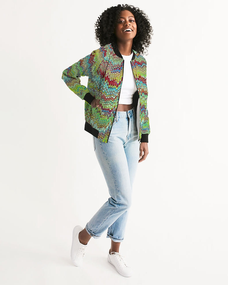 Cool Green Marbled Women's Bomber Jacket
