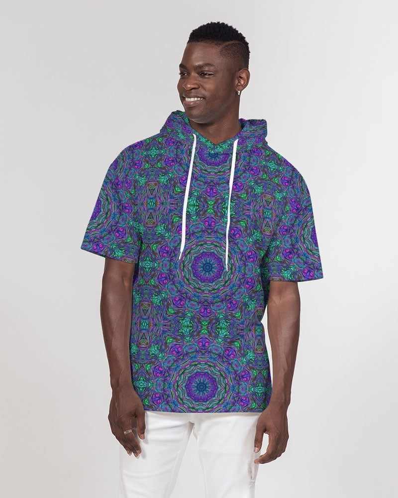 Blue Green Purple Kaleidoscope Men's Premium Heavyweight Short Sleeve Hoodie