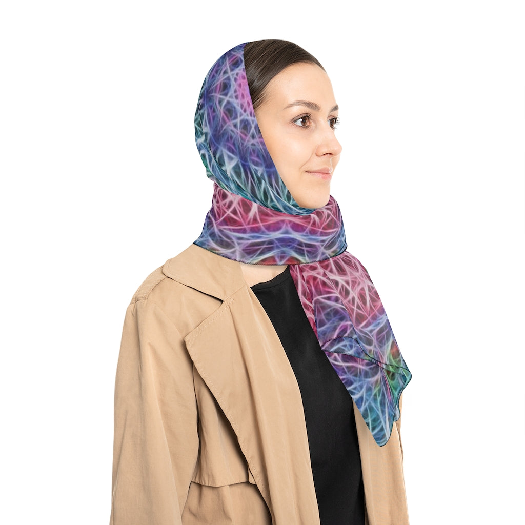 Blue and Pink Kaleidoscope Poly Scarf