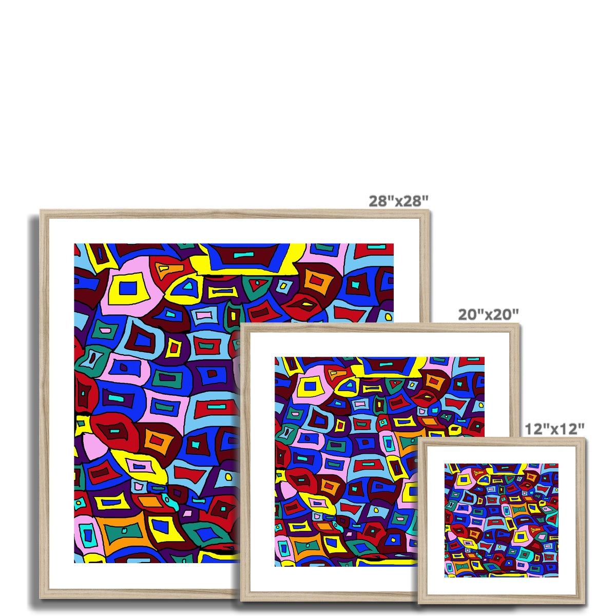 Wavy Square Pattern Framed & Mounted Print