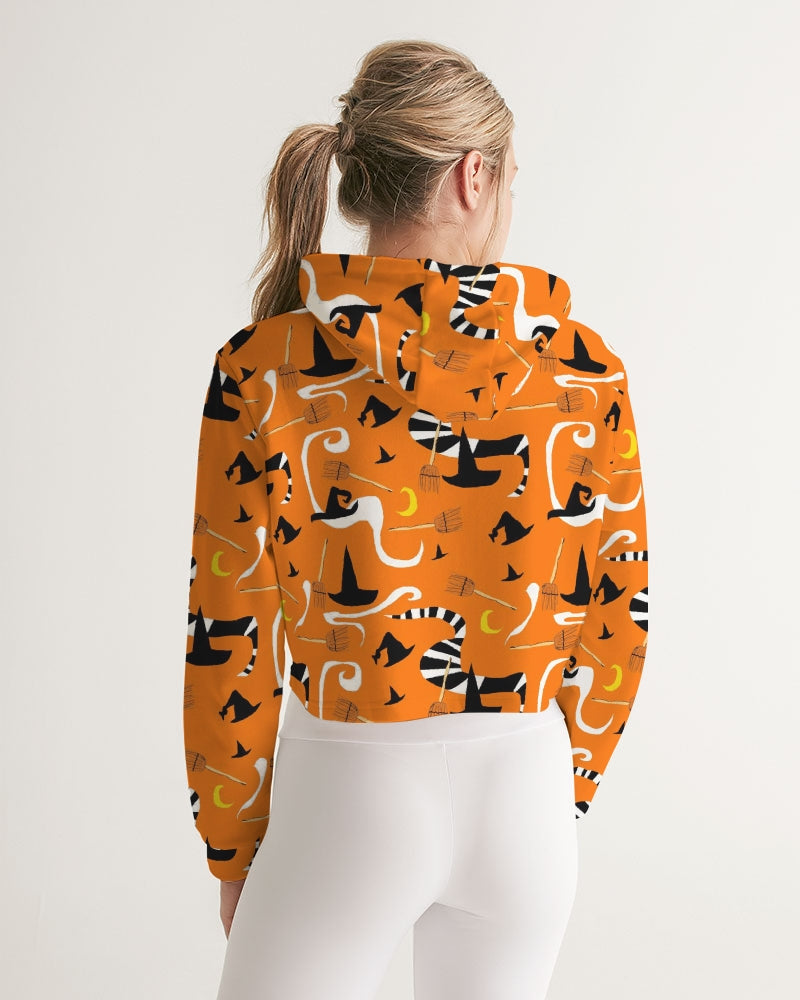 Witch Hats and Brooms Women's Cropped Hoodie