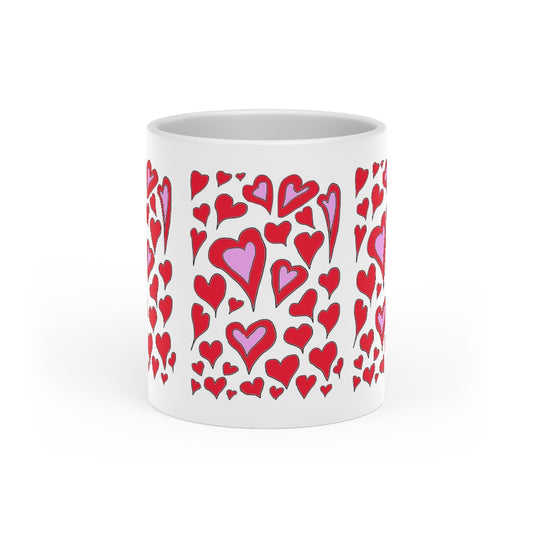 Hearts Drawing Heart-Shaped Mug