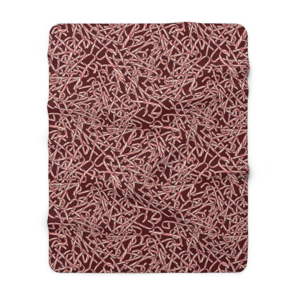Candy Cane Pattern Sherpa Fleece Blanket