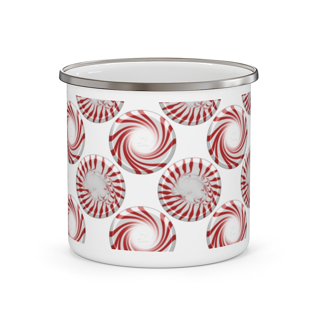 Peppermint Candy Dots Enamel Camping Mug