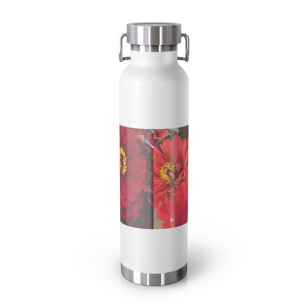 Peach and Pink Zinnias 22oz Vacuum Insulated Bottle