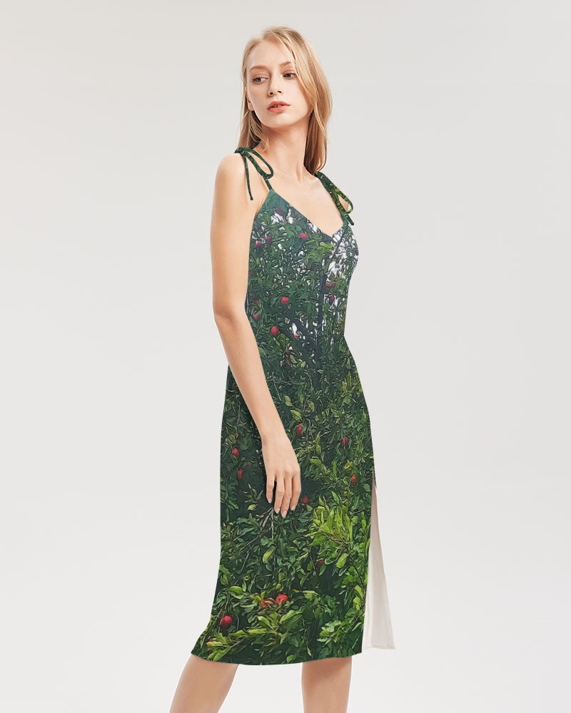 Apple Tree Close Up Women's Tie Strap Split Dress