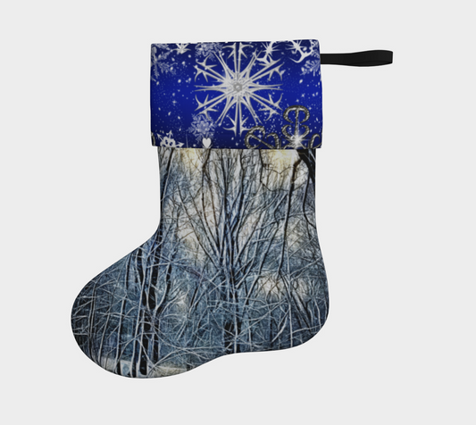 4 oclock Winter Landscape Holiday Stocking
