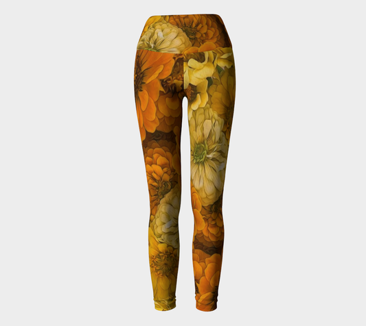 Yellow Zinnias Yoga Leggings