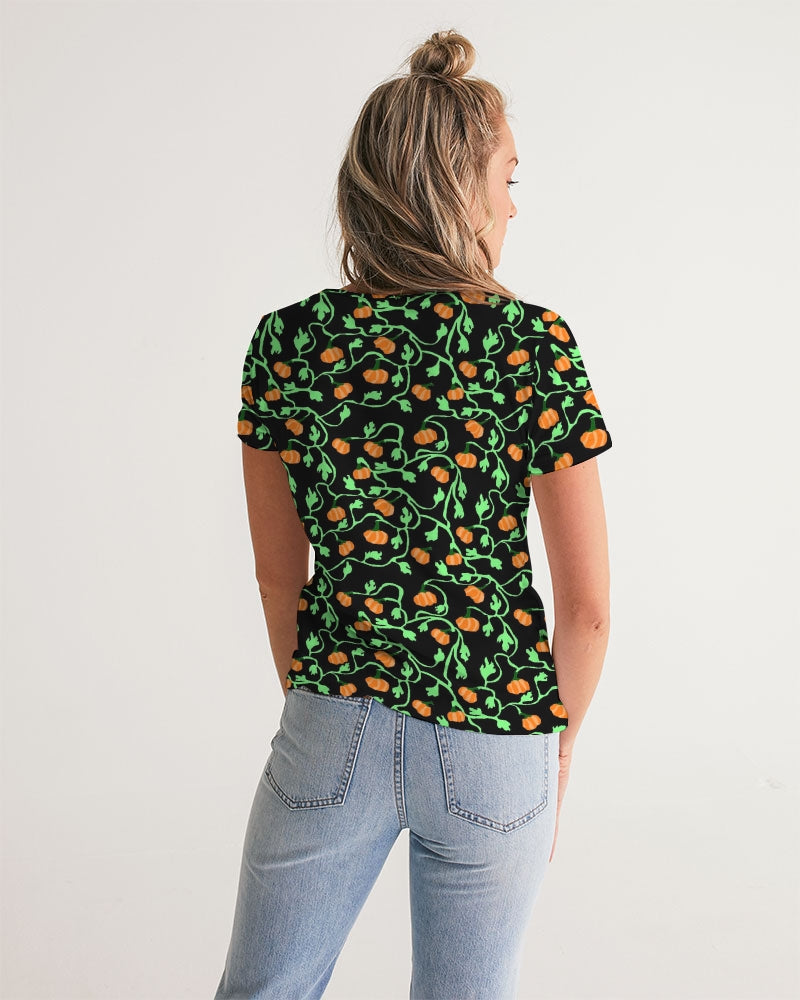 Pumpkin and Vines Patttern Women's V-Neck Tee