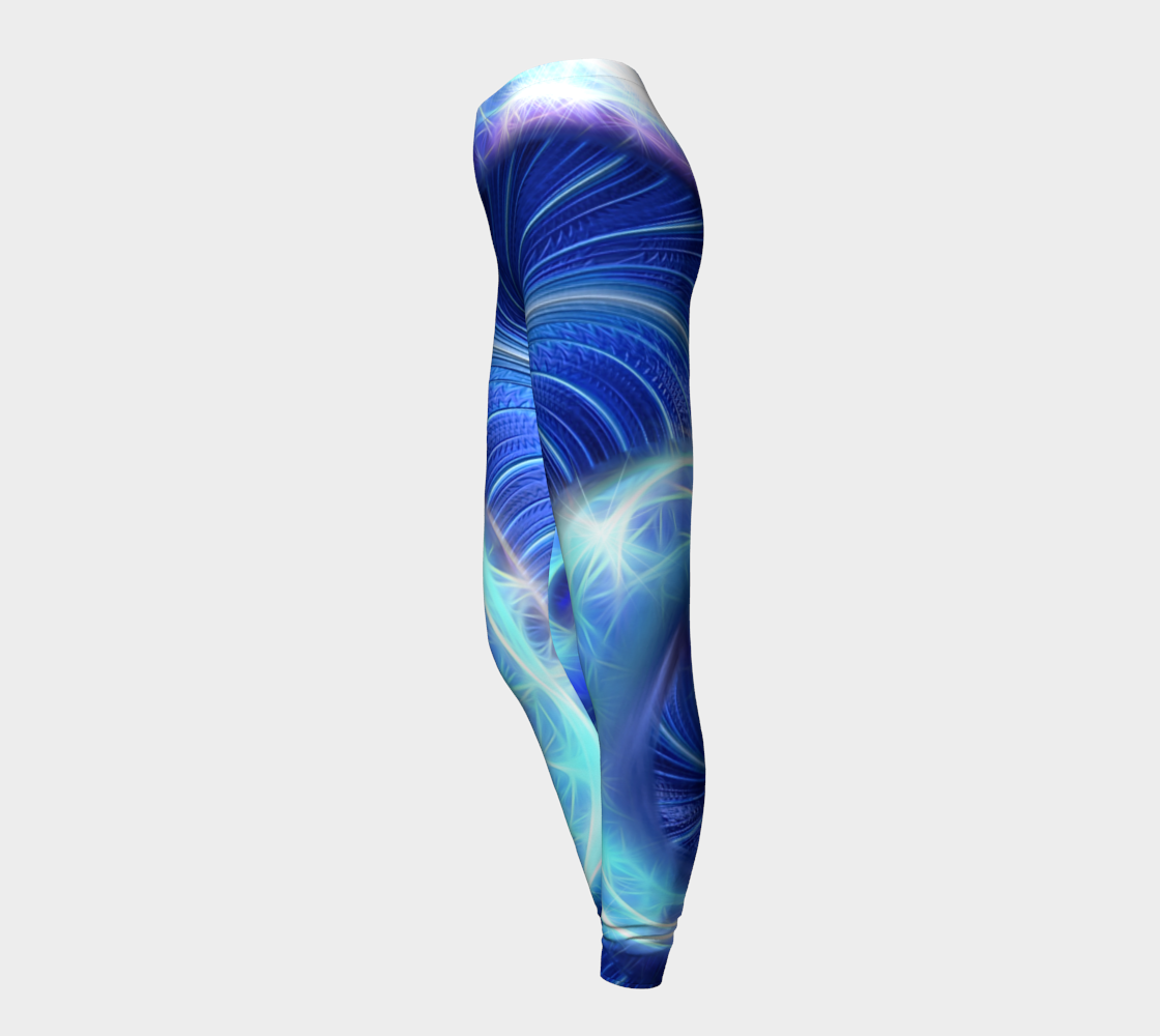 Blue Sparkle Fractal Wave Leggings