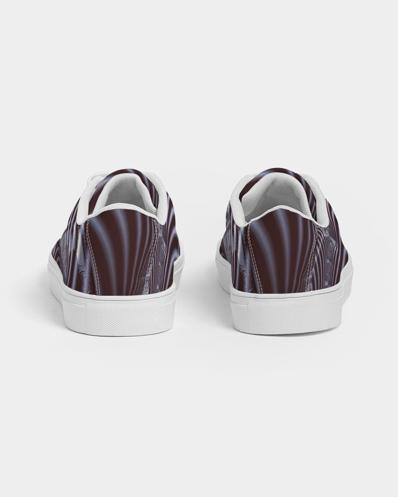 Black and White Spiral Fractal Men's Faux-Leather Sneaker
