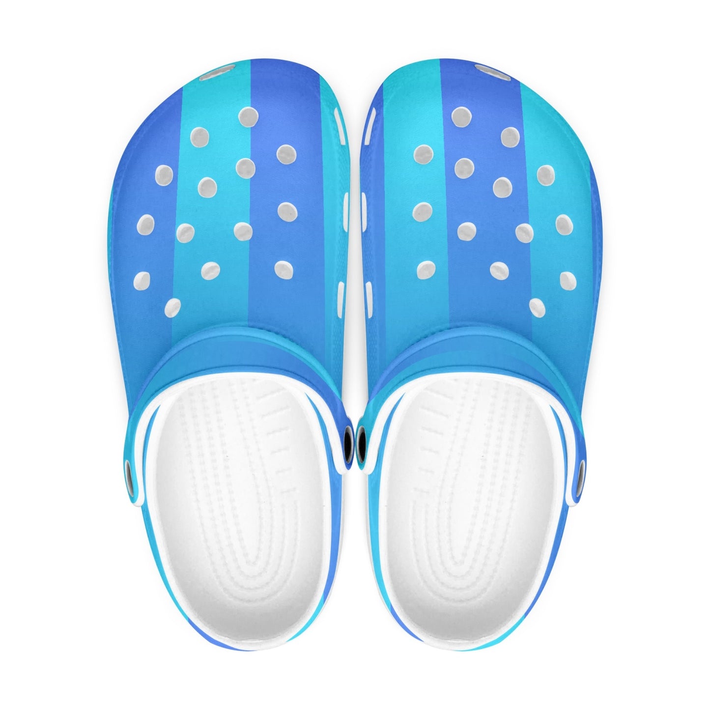 Soft Blue Stripe 413. All Over Printed Clogs