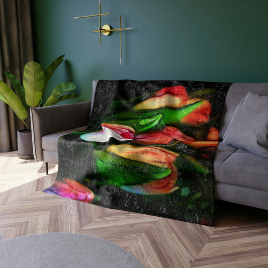 Pink Tulips Crushed Velvet Blanket