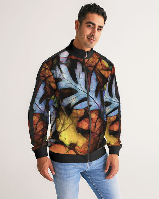 Mid October Leaves Men's Stripe-Sleeve Track Jacket