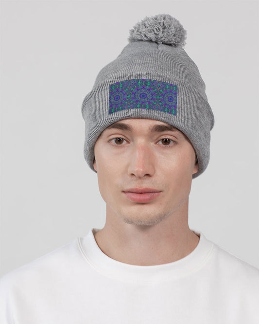 Blue Green Purple Kaleidoscope Pom-Pom Knit Beanie | Sportsman