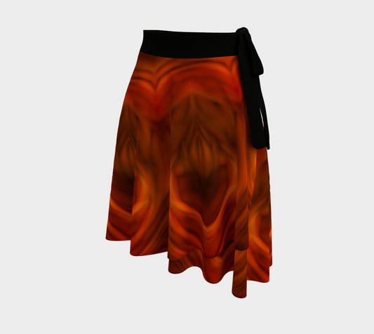 Orange Soft Blend Abstract Wrap Skirt