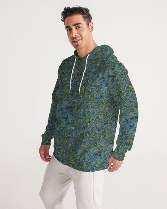 Blue Green Liquid Marbling Men's Hoodie