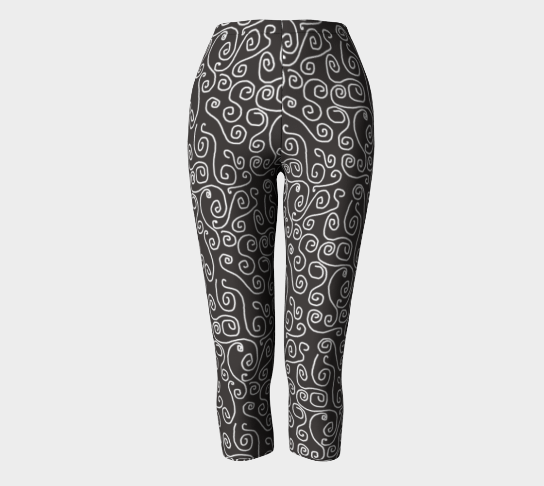 White Swirls On Gray Capris