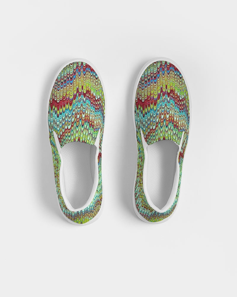 Cool Green Marbled Women's Slip-On Canvas Shoe