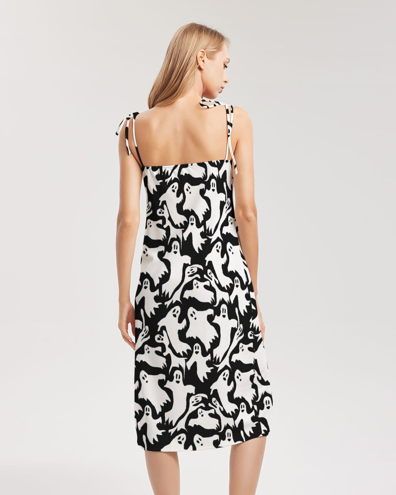 Ghosts Pattern Women's Tie Strap Split Dress