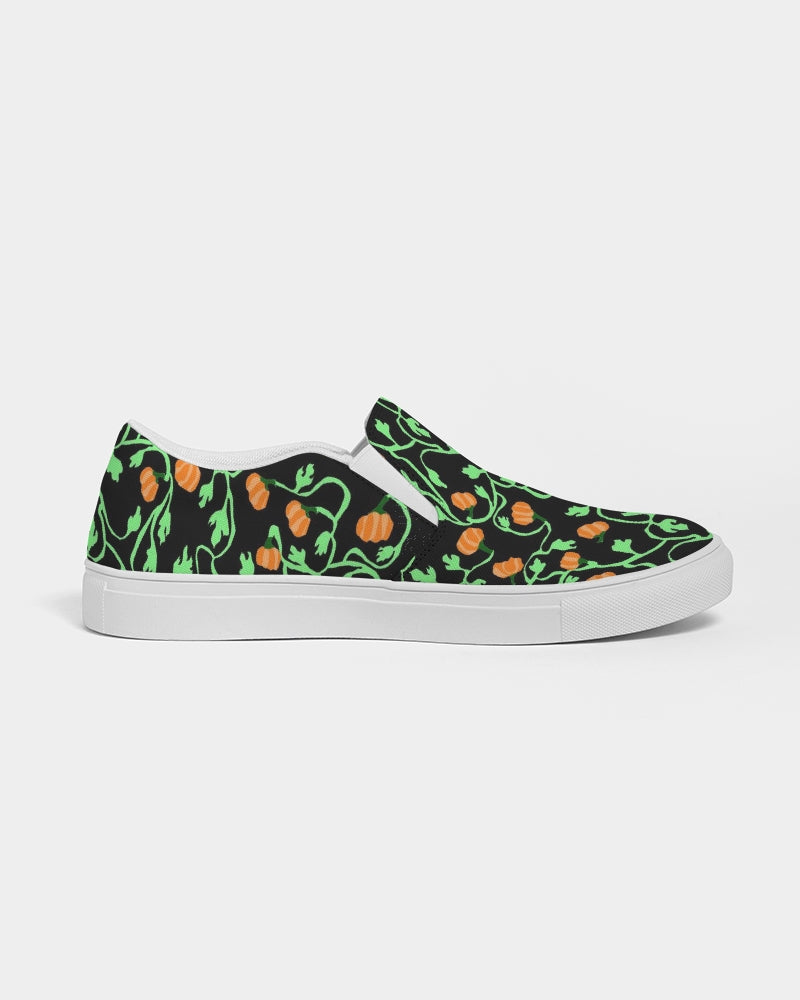 Pumpkin and Vines Patttern Women's Slip-On Canvas Shoe