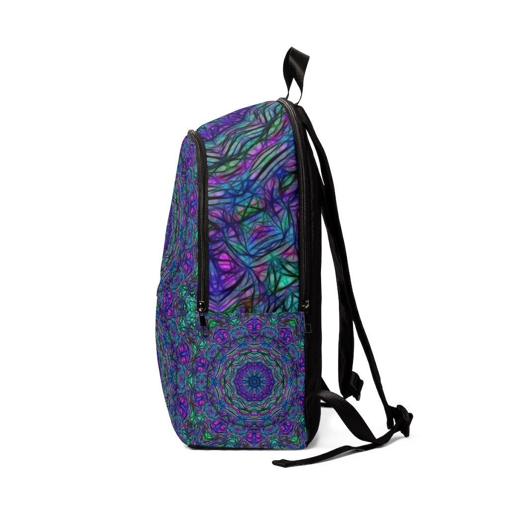 Blue Green Purple Kaleidoscope Unisex Fabric Backpack