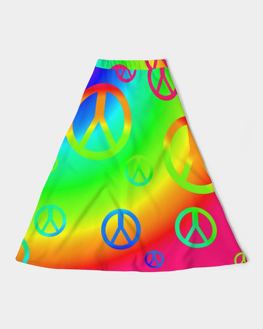 Rainbow Peace Signs Women's A-Line Midi Skirt
