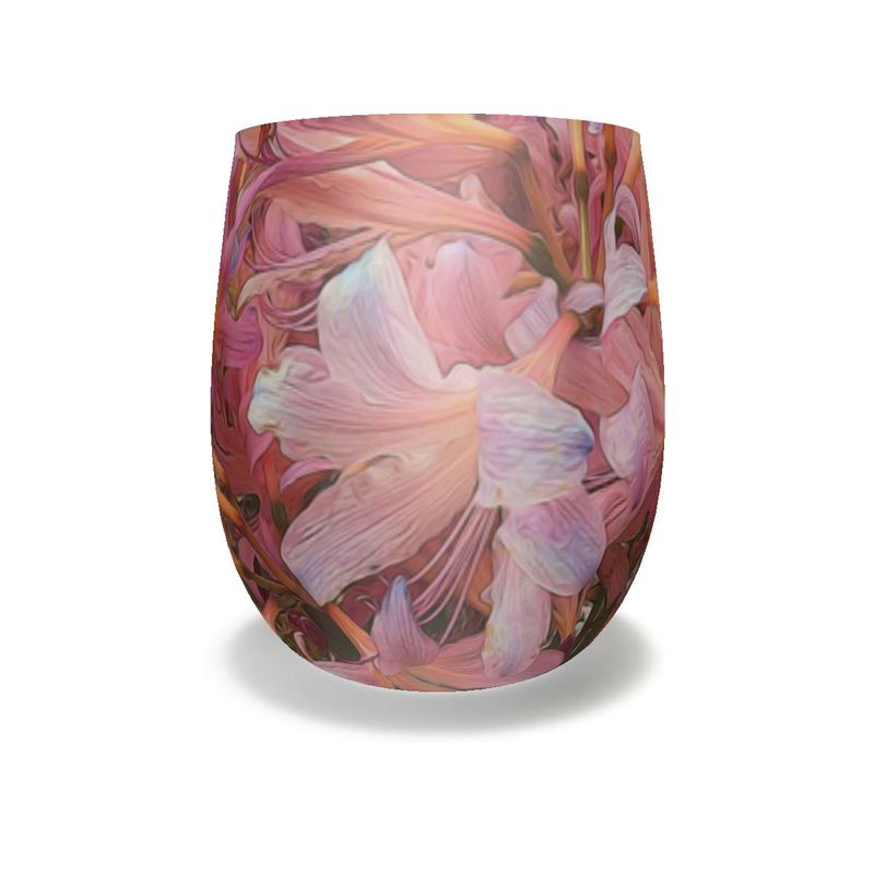 Pink Amaryllis Water Glass