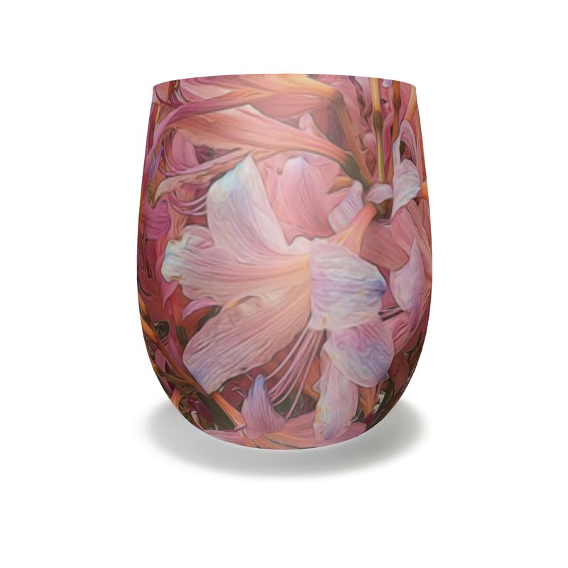 Pink Amaryllis Water Glass