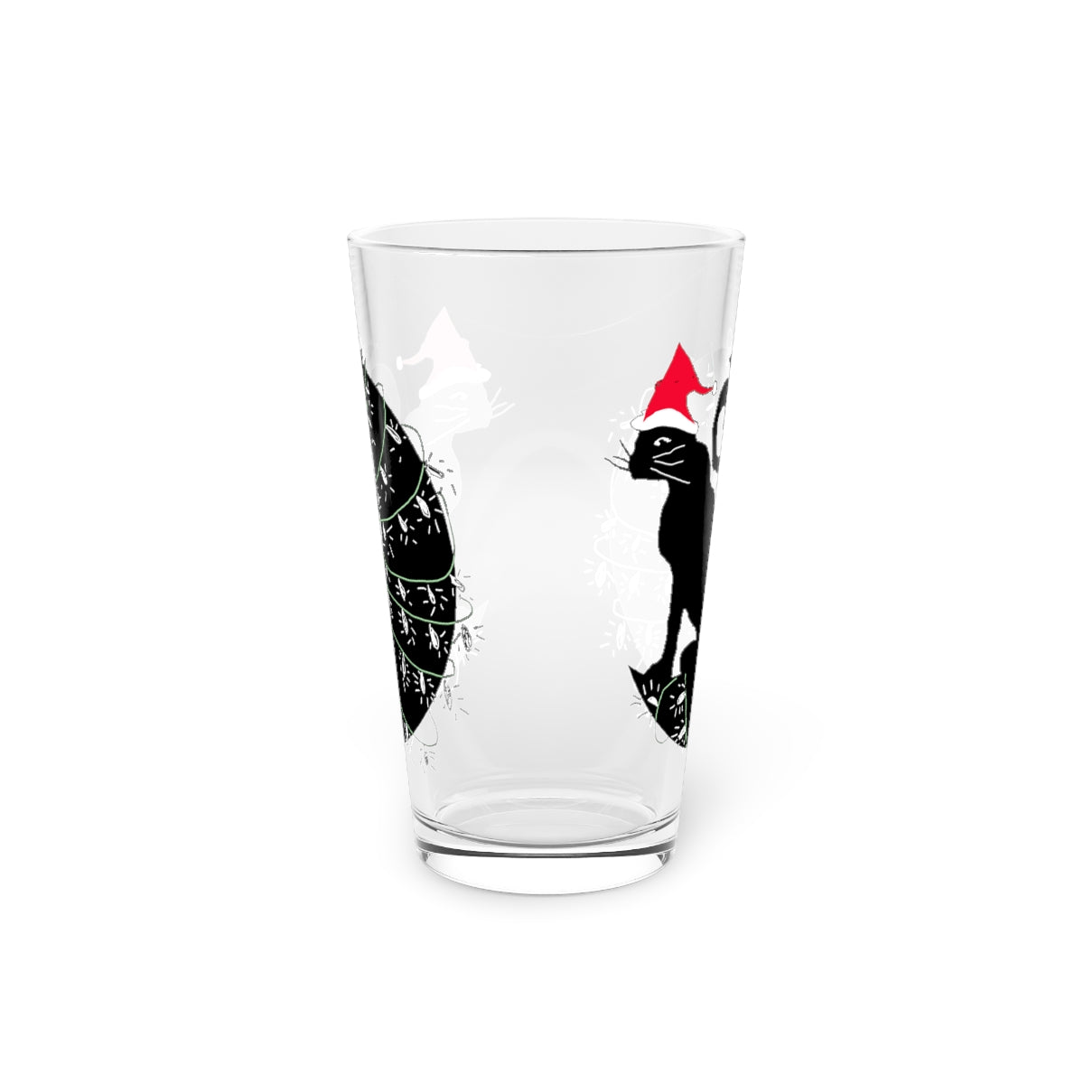 Christmas Cat On The Moon Pint Glass, 16oz