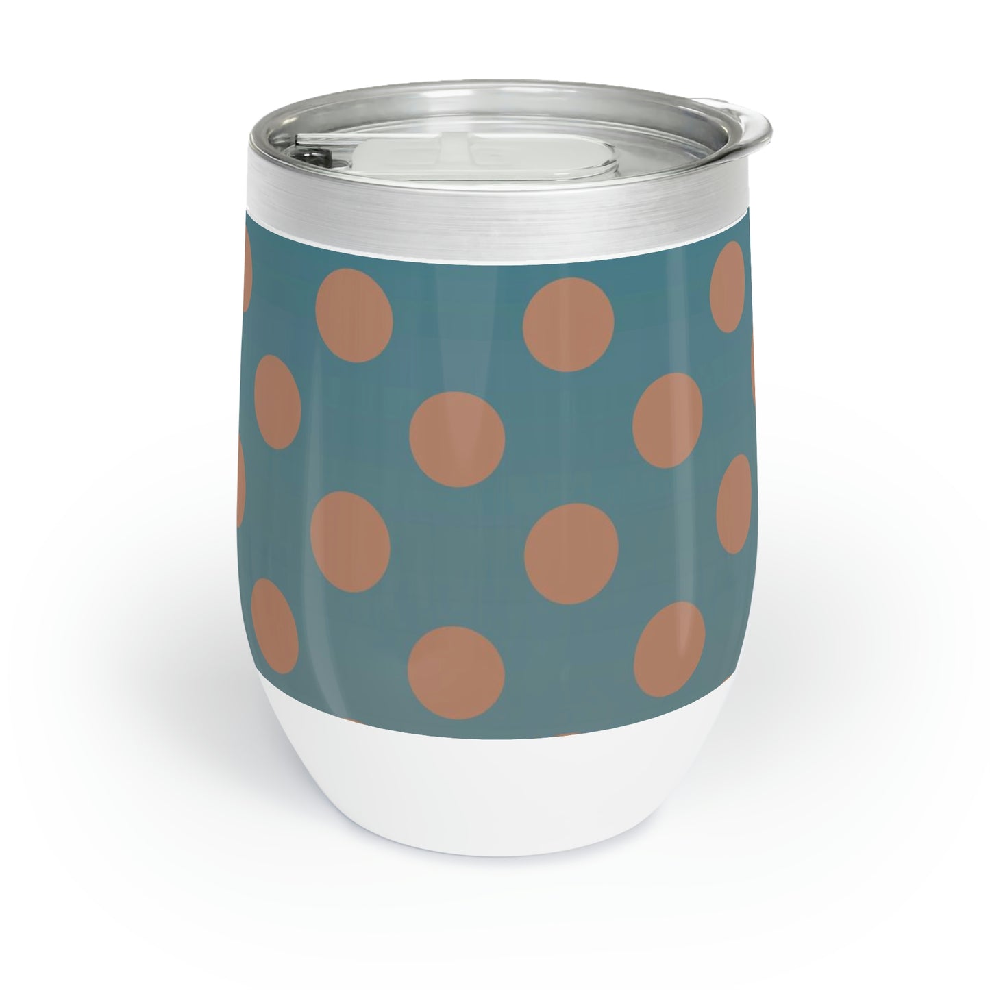 Denim and Brown Polkadots Chill Wine Tumbler