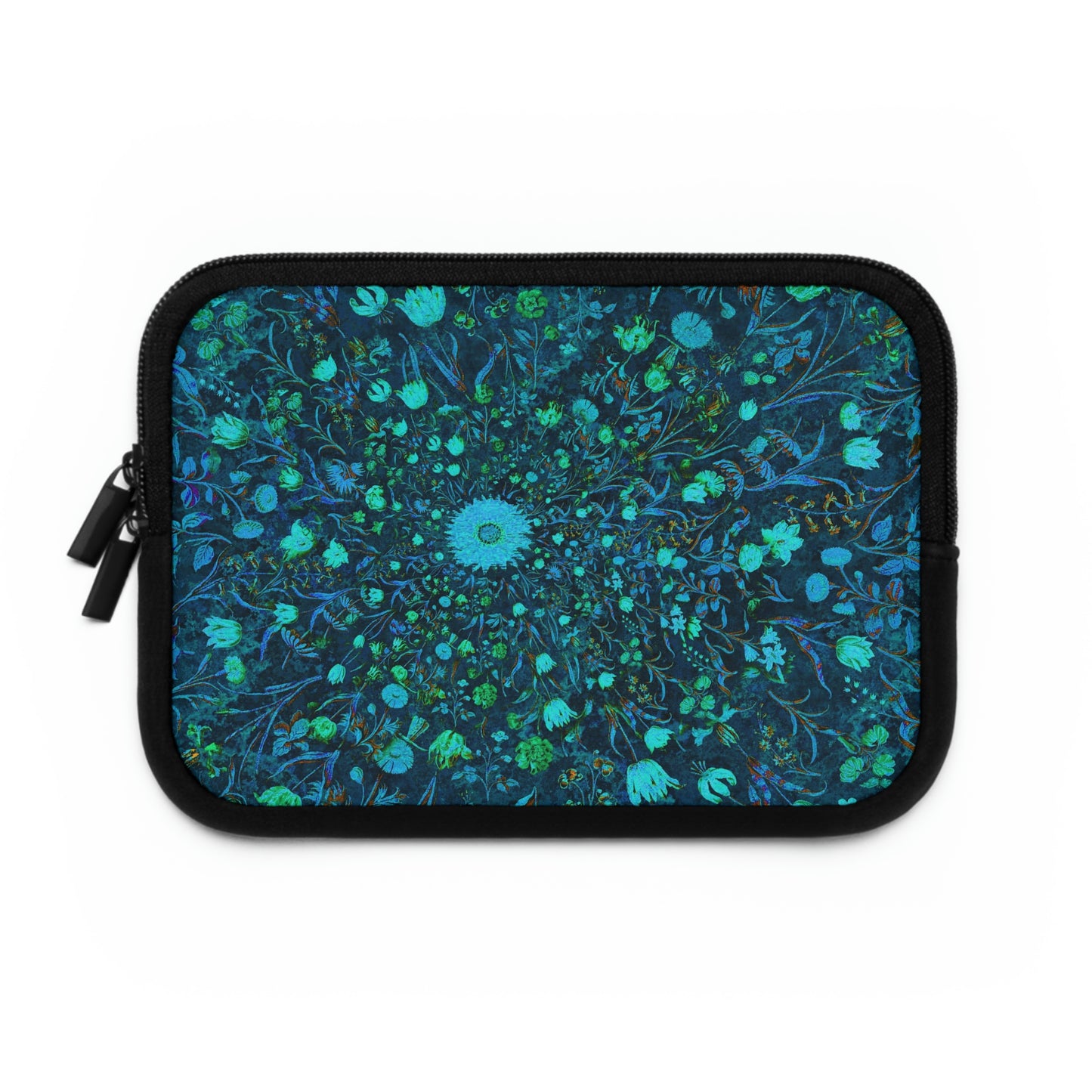 Blue Green Medieval Flowers Laptop Sleeve
