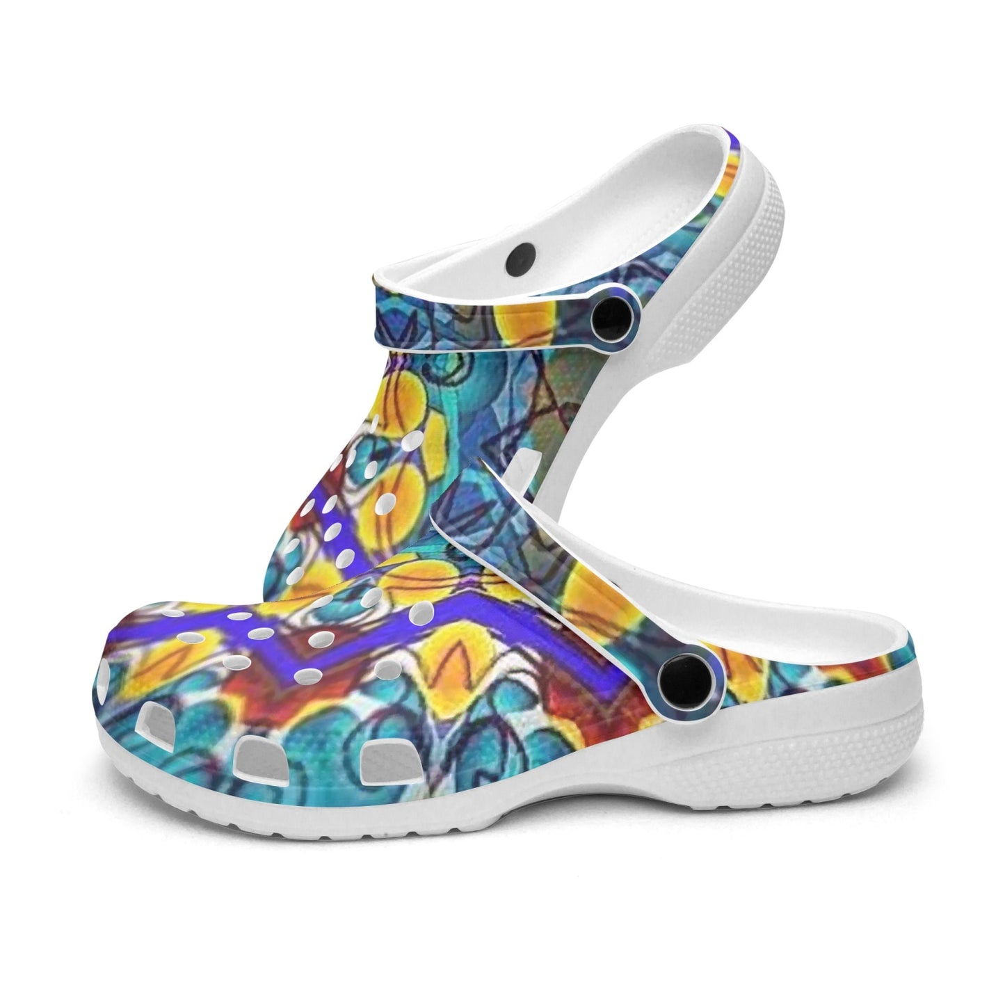 Blue Green Kaleidoscope 413. All Over Printed Clogs