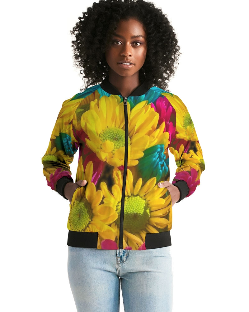 Bright Spring Daisies Women's Bomber Jacket