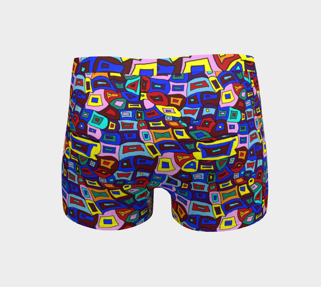 Wavy Squares Pattern Mini Shorts