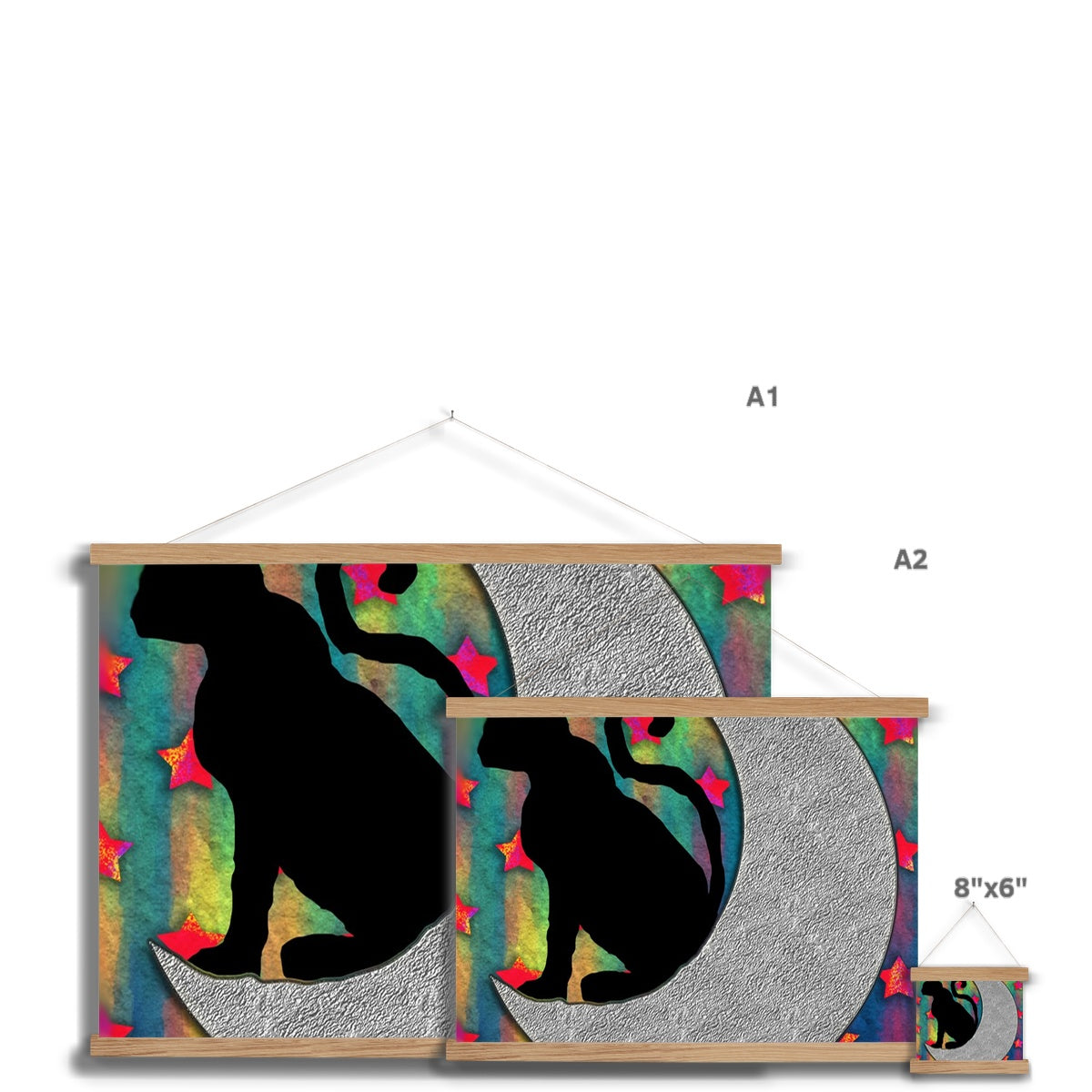 Cat On A Moon Fine Art Print with Hanger