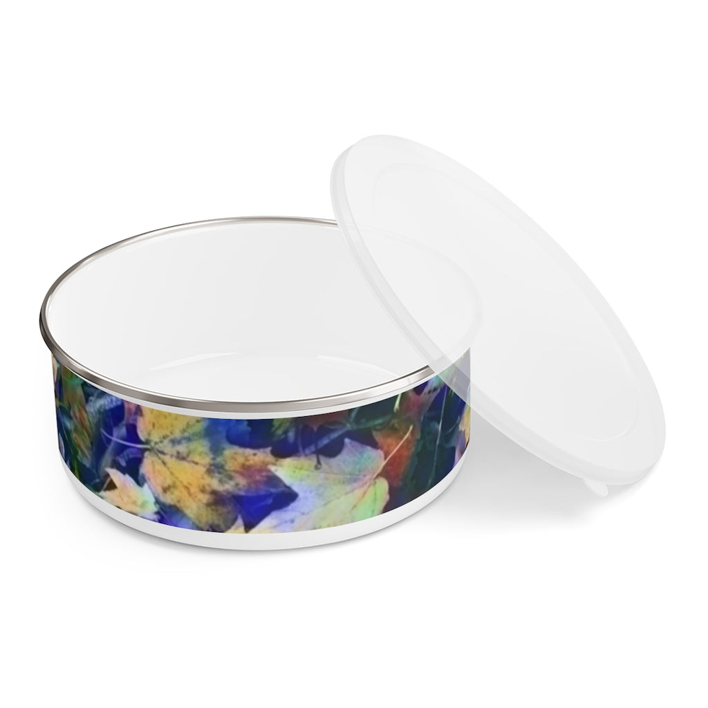 Late October Leaves In Blue Enamel Bowl