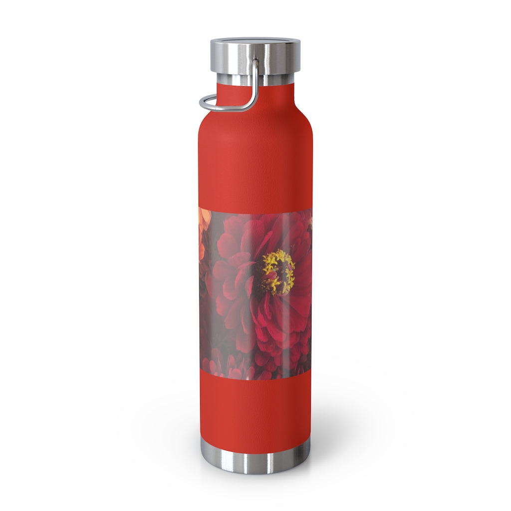 Peach and Pink Zinnias 22oz Vacuum Insulated Bottle