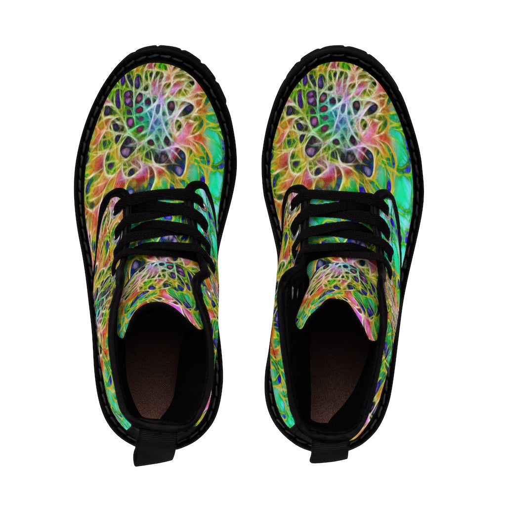 Abstract Chrysanthemum Women's Canvas Boots