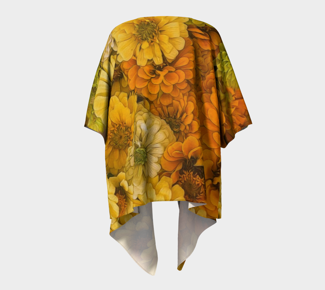 Yellow Zinnias Draped Kimono